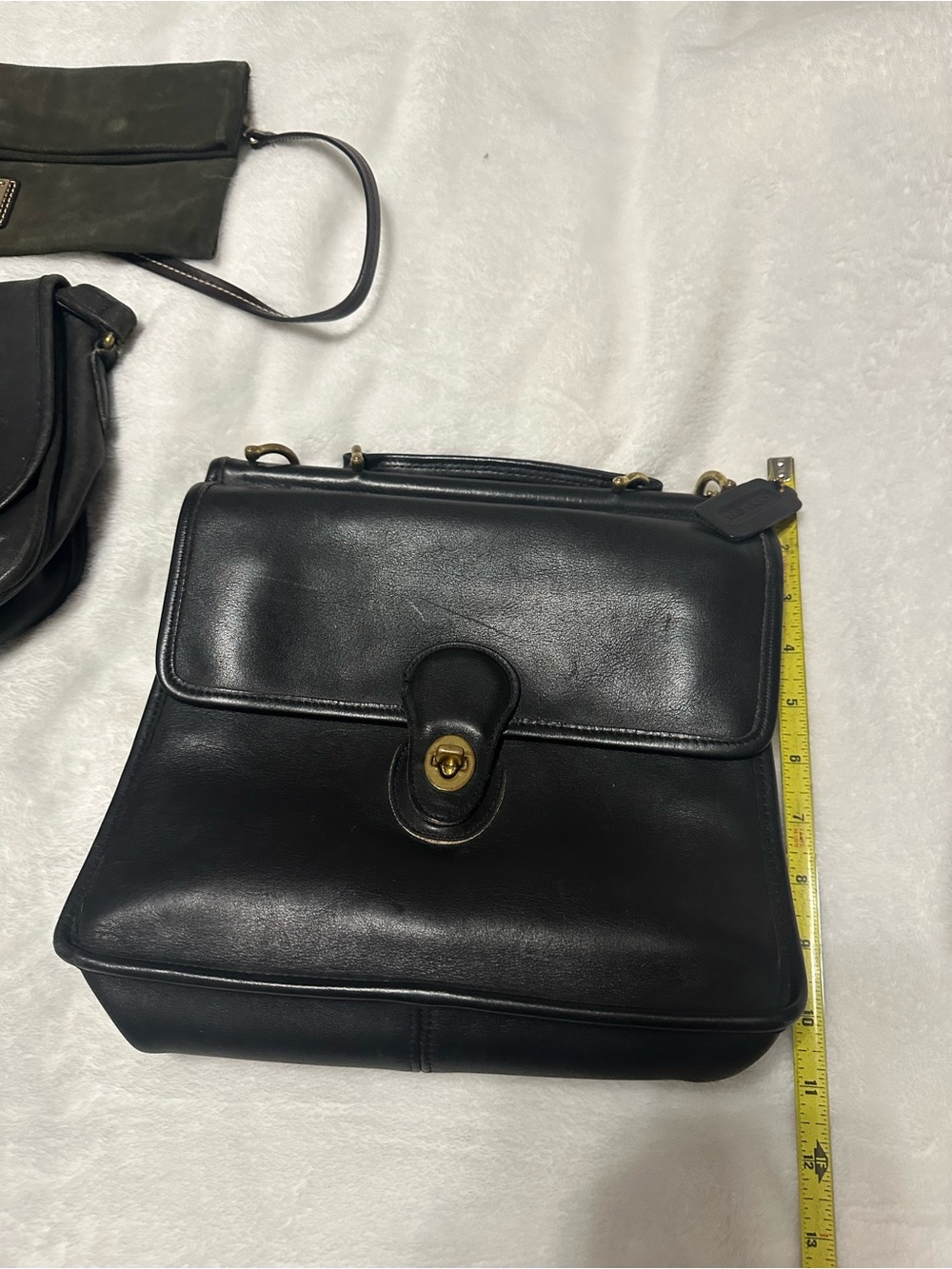 Classic Black Leather Turn-Lock Coach Bag